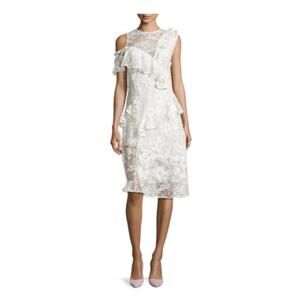 Sachin + Babi White Lace Ruffle Sleeveless Cocktail Dress Size 8